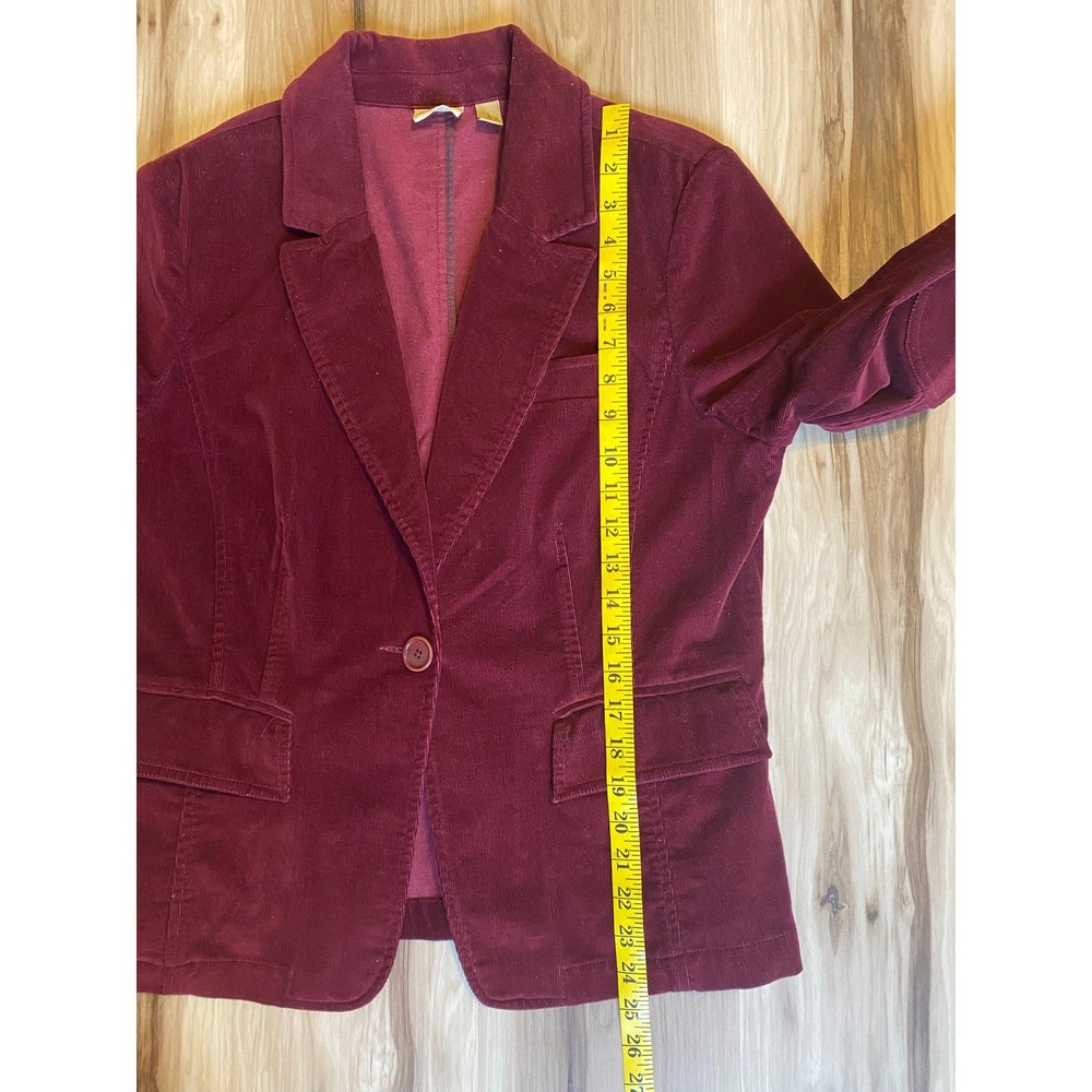 Caslon Womens Burgundy Corduroy Blazer Jacket Elbow Patches Wine Vintage L - Picture 4 of 7